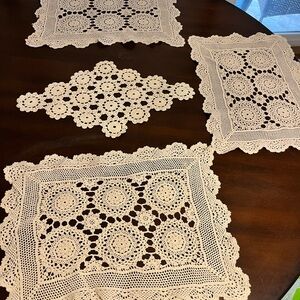 Vintage handmade crochet lace doily placemats set of 6